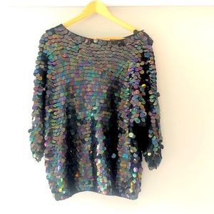 Liz Claiborne Black Paillette Sequins Holiday Sweater